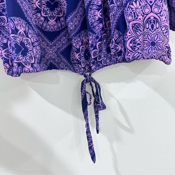 Alice & Trixie off the shoulder Long Sleeve top paisley purple pink XS - Picture 5 of 7